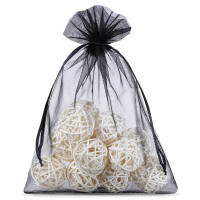 Woreczki z organzy 15 cm x 20 cm (czarne) - 10 szt.