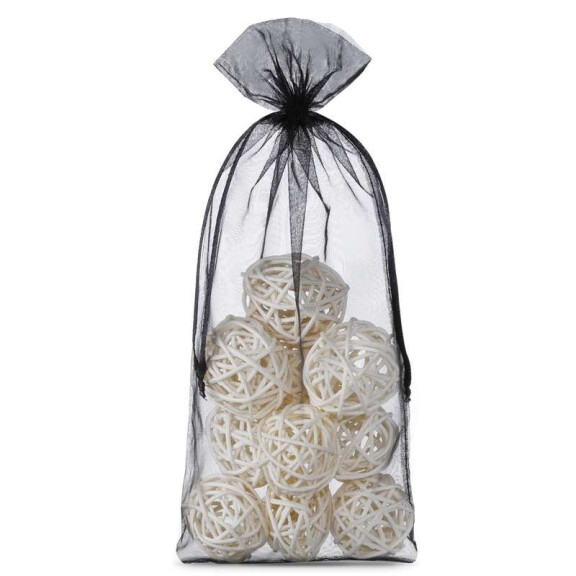 Woreczki z organzy 11 cm x 20 cm (czarne) - 25 szt.