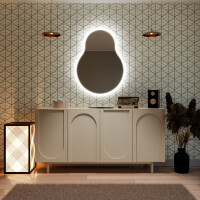 Oglinda decorativa neregulata cu iluminare LED din spate - Helsinki 90x120 Jos Marginea sablata (banda 3 cm)