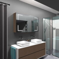 Jupiter: Dulap cu oglinda LED dreptunghiular 120x70cm din lemn pentru bai C. Wenge