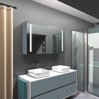 Apollo: Dulap cu oglinda LED dreptunghiular 120x70cm din lemn pentru bai G. Antracit