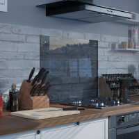 Antisol colorat negru transparent - Panou Sticlă Securizată Bucatarie 60x70 cm