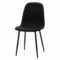 Krzesło tapicerowane do jadalni SK54 czarna tkanina, czarne metalowe nogi