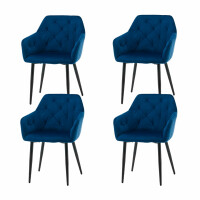 Zestaw 4 krzeseł tapicerowanych do salonu SK70 niebieskie welurowe nowoczesne loft