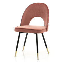 Krzesło tapicerowane do jadalni SK72 różowy welur, czarno złote nogi