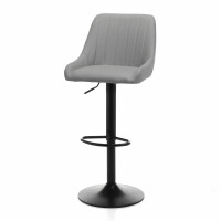 Krzesło barowe hoker SH20 jasnoszara ekoskóra na czarnej metalowej podstawie