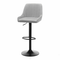 Krzesło barowe hoker SH20 jasnoszare welurowe na czarnej metalowej podstawie