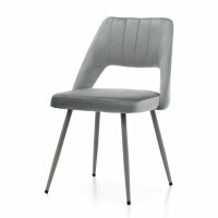 Krzesło tapicerowane do jadalni SK34 jasnoszare welurowe nowoczesne loft