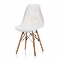 Krzesło skandynawskie SK38 białe z drewnianymi nogami do salonu lub jadalni