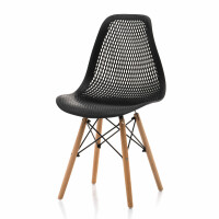 Krzesło skandynawskie SK38 czarne z drewnianymi nogami do salonu lub jadalni