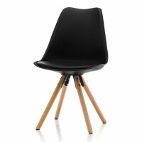 Krzesło skandynawskie SK37 czarne plastikowe z drewnianymi nogami