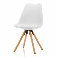 Krzesło skandynawskie SK37 białe plastikowe z drewnianymi nogami