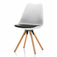 Krzesło skandynawskie SK37 biało czarne plastikowe z drewnianymi nogami