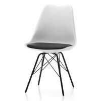 Krzesło skandynawskie plastikowe SK64 białe z czarnym padem OUTLET