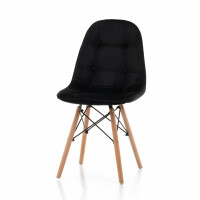 Krzesło tapicerowane skandynawskie SK77 czarny welur z drewnianymi nogami