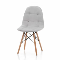 Krzesło tapicerowane skandynawskie SK77 jasnoszary welur z drewnianymi nogami