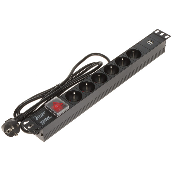 Listwa zasilająca 6 gniazd PD-6/R-USB
