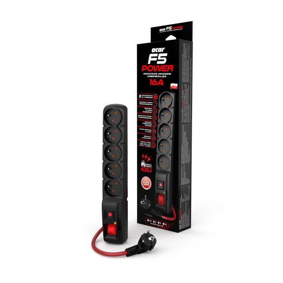 Listwa zasilania ACAR F5 POWER 5 gniazd kabel 1,5m