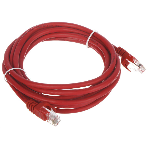 Patchcord RJ45/3.0-RED kat.5e UTP czerwony 3.0m