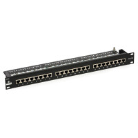 Patch Panel 1U 24porty 5e + uchwyt na kable RJ-45