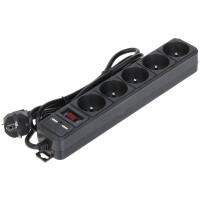 Listwa zasilania AK-SP-05U 5 gniazd + 2 USB Akyga