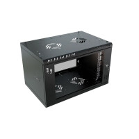 Szafa RACK wisząca 19" 6U 350mm szkło czarna