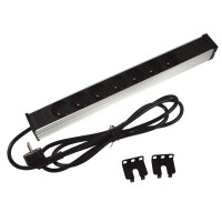 Listwa PD-7K/KAT RACK 1U 19'' 7 gniazd kątowa