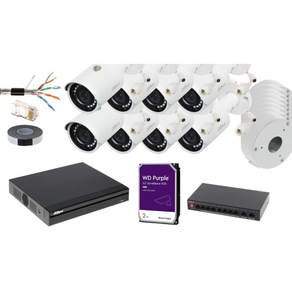 Zestaw do monitoringu 8 kamer IP 4 MPX 2.8mm