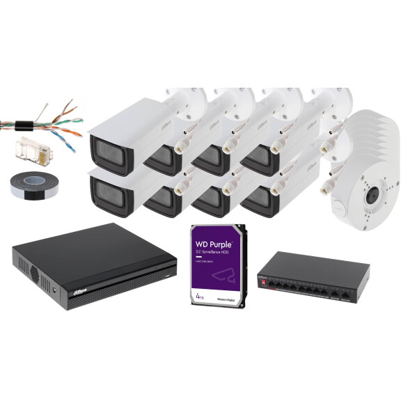 Zestaw do monitoringu 8 kamer IP 4 MPX motozoom