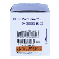 Igły iniekcyjne jednorazowego użytku BD Microlance 100 szt. 100 szt. 0.5x16mm 25G