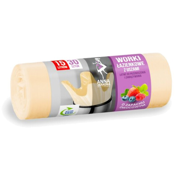 Pachnące worki na śmieci z uszami, owocowe Anna Zaradna 15 l 30 szt. 30 szt. 15 l Beżowy