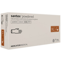 Rękawice lateksowe pudrowane teksturowane Santex Powdered Mercator 100 szt. XL 100 szt. Naturalny