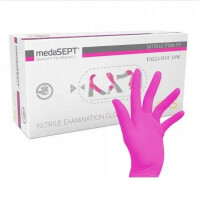 Rękawiczki jednorazowe nitrylowe Nitrile Pink PF medaSEPT 100 szt. M 100 szt. Różowy