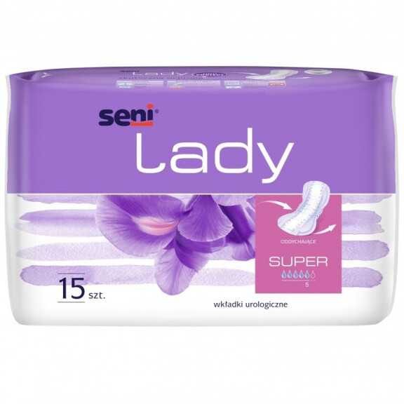 10x Wkładki urologiczne dla kobiet Seni Lady Super 15 szt. (15 szt., 18x37cm)