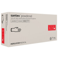 Rękawice lateksowe pudrowane teksturowane Santex Powdered Mercator 100 szt. L 100 szt. Naturalny