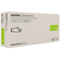 Rękawice lateksowe pudrowane teksturowane Santex Powdered Mercator 100 szt. S 100 szt. Naturalny