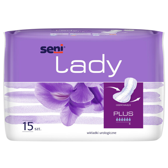 16x Seni Lady Plus Wkładki urologiczne dla kobiet 15 szt. (15 szt., 20.5x42cm)