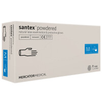 Rękawice lateksowe pudrowane teksturowane Santex Powdered Mercator 100 szt. M 100 szt. Naturalny