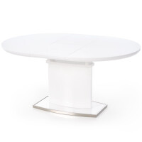 Nowoczesny Stół Okrągły Rozkładany Biały Połysk do Jadalni Salonu Glamour 120-160x120 FEDERICO Kolumnowy Halmar