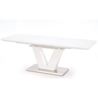 Nowoczesny Stół Rozkładany Biały Połysk do Jadalni Salonu Glamour 160-220x90 MISTRAL Biały Srebrny Kolumnowy Halmar