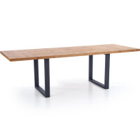 Industrialny Stół Rozkładany Dębowy do Salonu Jadalni Loft 160-250x90 PEREZ Jasny Dąb Czarny Halmar