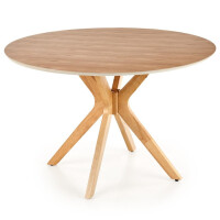 Drewniany Stół Okrągły 120 cm Kuchenny do Jadani Boho NICOLAS Dąb Naturalny Halmar