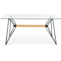 Stół Szklany do Jadalni Salonu Loft 160x80 ALLEGRO Czarny Buk Naturalny Halmar