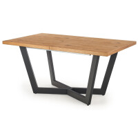 Industrialny Duży Stół Rozkładany do Salonu Loft 160-250x90 MASSIVE Jasny Dąb Czarny Halmar