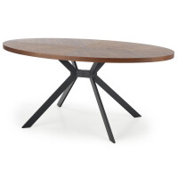 Rustykalny Stół Owalny z Blatem w Jodełkę do Salonu Jadalni Loft 170x90 LOCARNO Orzech Czarny Halmar