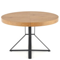 Okrągły Stół Rozkładany 120 cm do Jadalni Salonu Loft 120-160x120 MERCY Dąb Złoty Czarny Halmar
