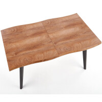 Rustykalny Stół Rozkładany Naturalna Krawędź do Jadalni Salonu Loft 150-210x90 DICKSON Dąb Naturalny Czarny Halmar