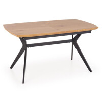 Industrialny Stół Rozkładany do Jadalni Salonu Loft Metalowe Nogi 140-180x80 GUSTAVO Dąb Złoty Czarny Halmar