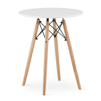 Stół KAMI Okrągły 60cm - biały / naturalne nogi
