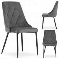 Komplet 4x Krzesło Tapicerowane Pikowane do Salonu Velvet IMOLA Szare Popielate Leobert